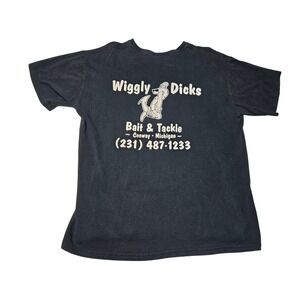 Wiggly‎ Dicks Bait & Tackle Conway MI Funny Graphic Tee Black Michigan Shirt
